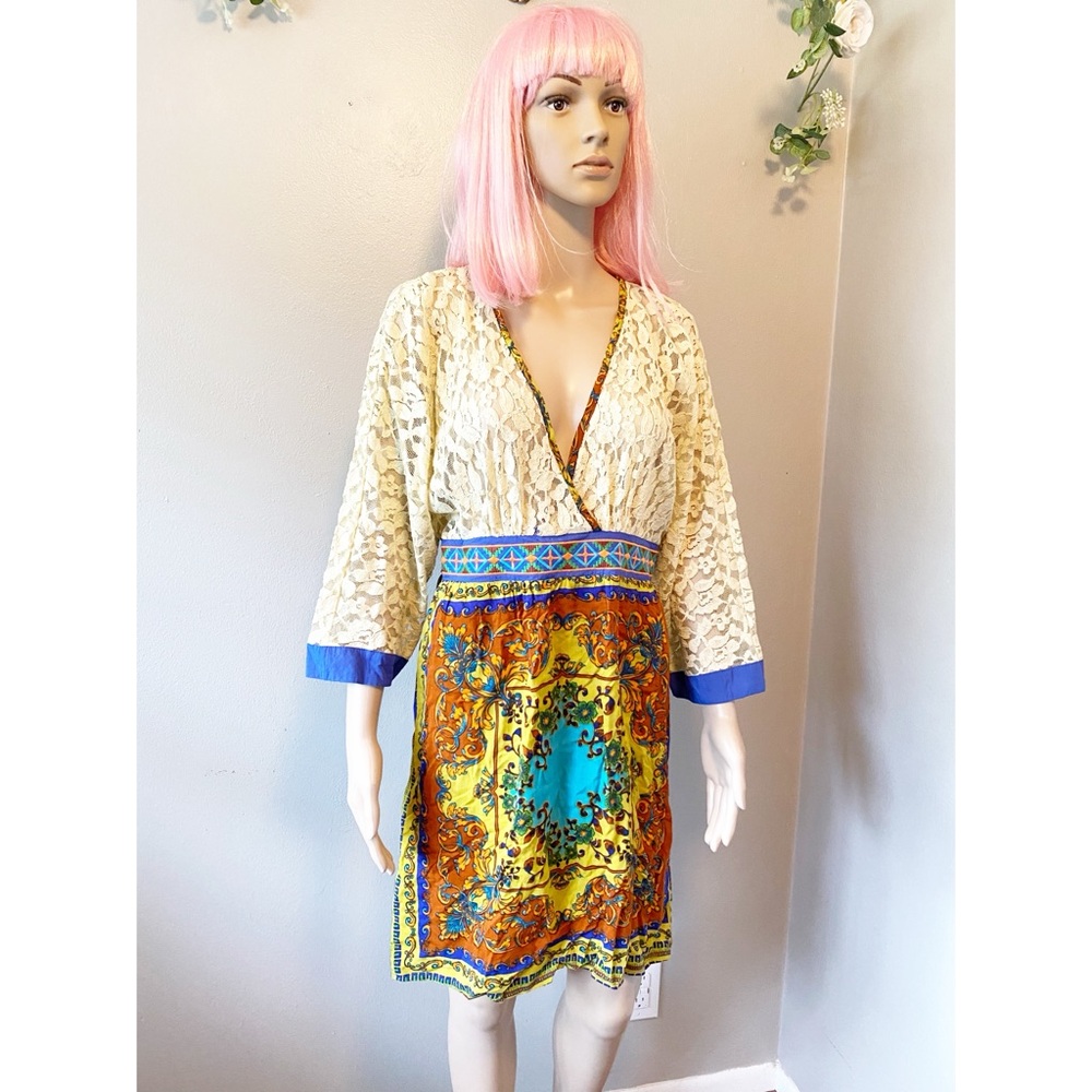 Flying Tomato lace top boho midi dress Med